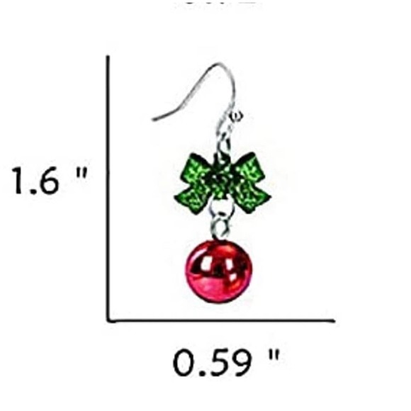 Christmas Bow Drop Earrings - Picture 2 of 2